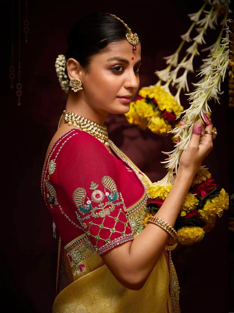 Yellow Pure Banarasi Kanjivaram Silk Saree - Image 2