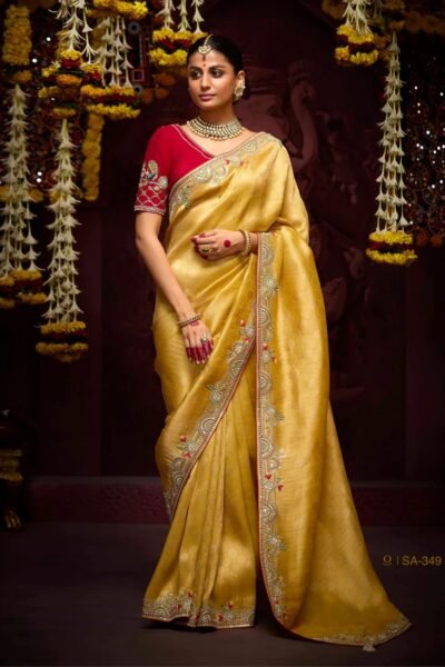 Yellow Pure Banarasi Kanjivaram Silk Saree
