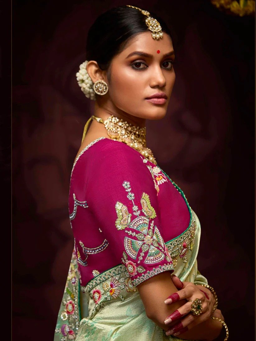 Pure Sea Banarasi Kanjivaram Silk Saree - Image 5