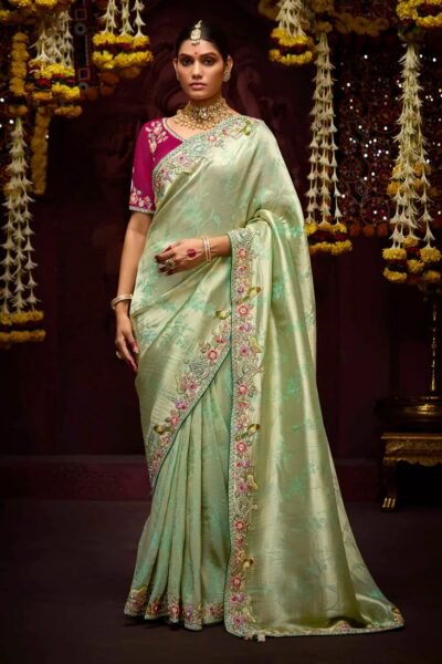 Pure Sea Banarasi Kanjivaram Silk Saree