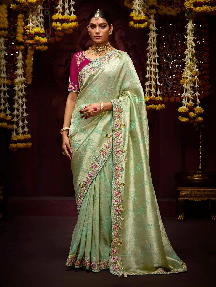 Pure Sea Banarasi Kanjivaram Silk Saree